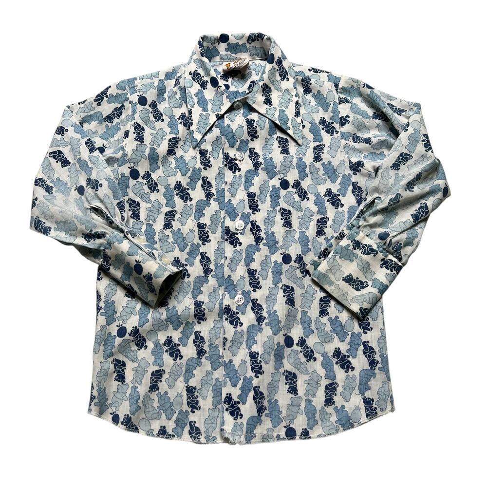 VTG 1970s Winnie the‎ Pooh Sears Perma Prest  casual Kids Button Shirt 4 T